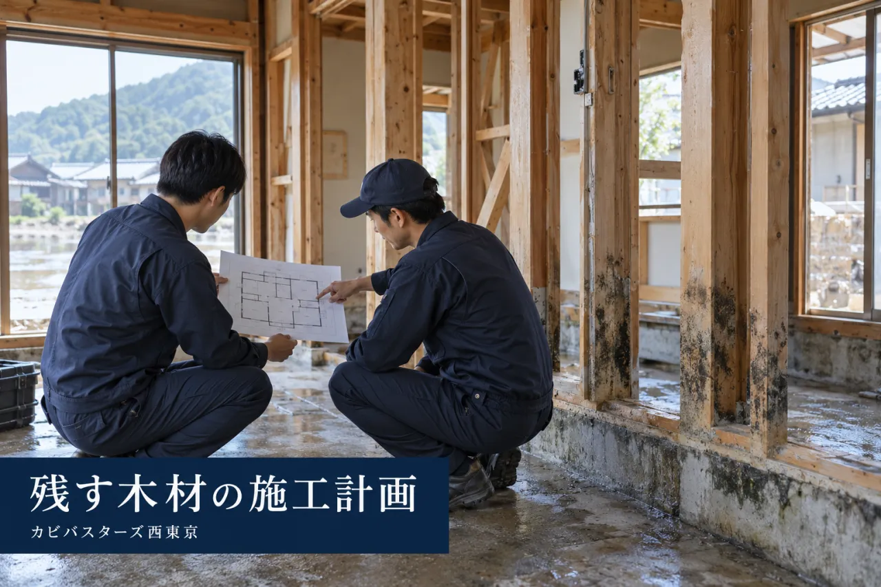 関東の工務店様へ｜水害復旧で残す木材のカビ施工計画