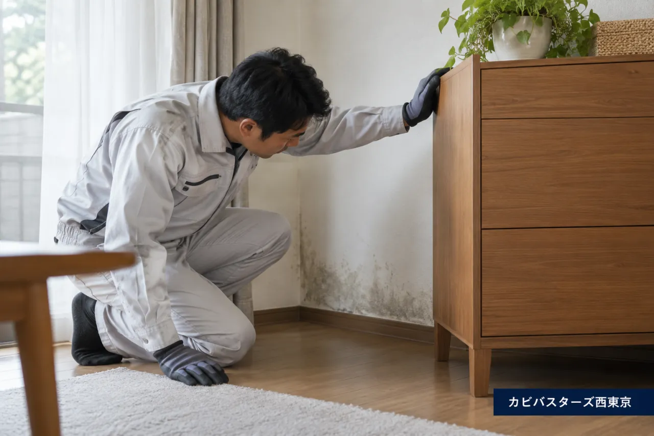 カビバスターズ西東京：室内と家具裏の点検をイメージした写真